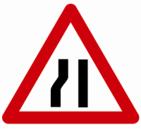 Indicator rutier  Drum ingustat pe partea stângă