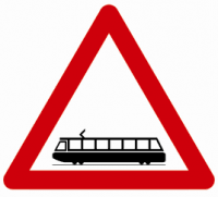 Indicator rutier  Trecere la nivel cu linii de tramvai