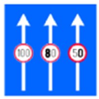 Indicator rutier Limite de viteza pentru diferite benzi de circulatie