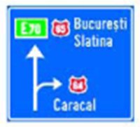 Indicator rutier Presemnalizarea directiilor la o intersectie de drumuri din afara localitatii