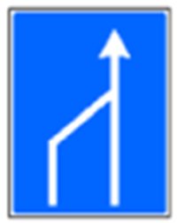 Indicator rutier Terminarea benzii de circulatie din dreapta a partii carosabile