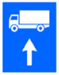 Indicator rutier Traseu de urmat pentru anumite categorii de vehicule (inainte)
