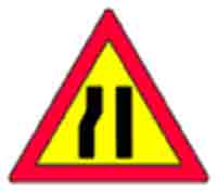 Indicator rutier Drum îngustat pe partea stângă