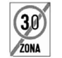 Indicator rutier Sfarsitul zonei cu viteza limitata la 30 km/h