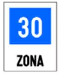 Indicator rutier Zona cu viteza recomandata 30 km/h