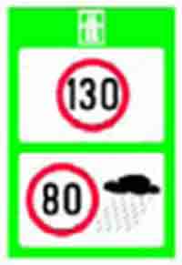 Indicator rutier Limite maxime de viteza pe autostrada, in functie de conditiile meteorologice