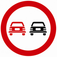 Indicator rutier Depasirea autovehiculelor, cu exceptia motocicletelor fara atas, intezisa 