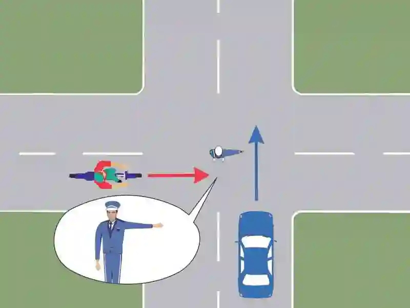 Autoturismul poate pătrunde în intersecția prezentată?