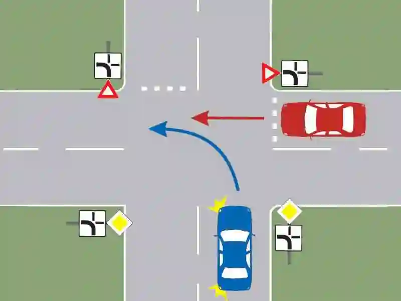 Cum procedați în situația dată, dacă vă aflați la volanul autoturismului roșu?