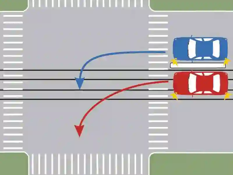 Care dintre autoturisme s-a încadrat corect pentru a schimba direcția de mers?
